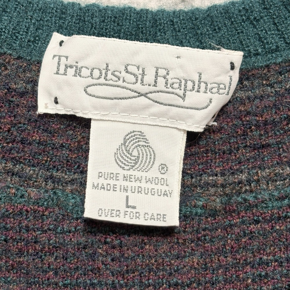 VTG Tricots St Raphael Sweater Vest L Pure New Wool Plaid Grandpa Academia - Picture 5 of 8